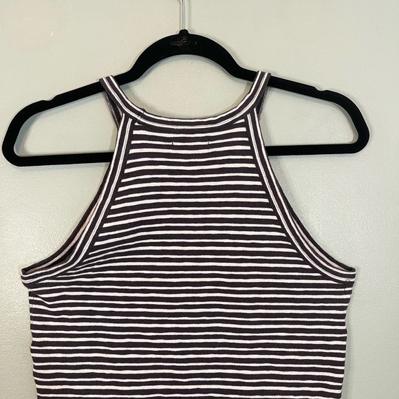 MADEWELL Halter Top Womens Small Stripe Crop Sleeveless Pullover Top Black White - Picture 3 of 8